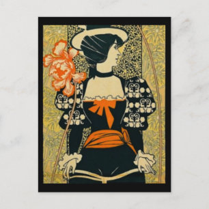 Woman Riding Bike Postcard