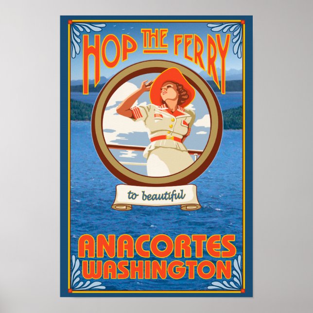 Woman Riding Ferry - Anacortes Washington Poster (Front)