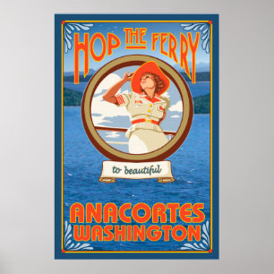 Woman Riding Ferry - Anacortes Washington Poster