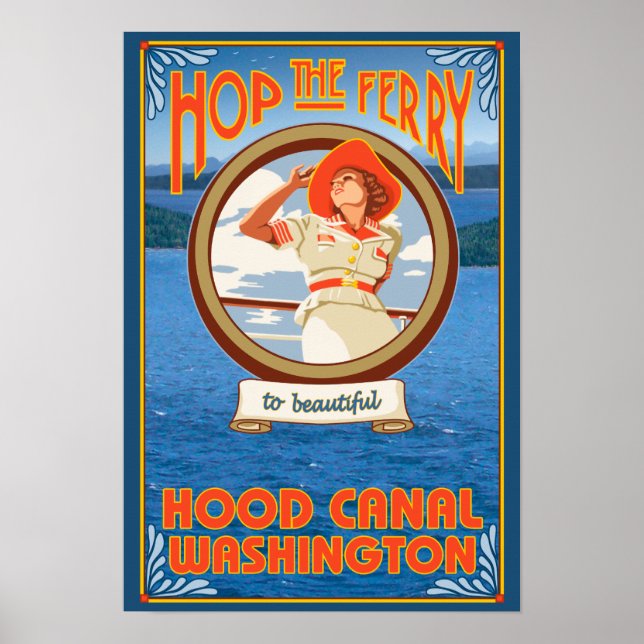 Woman Riding Ferry - Hood Canal, Washington Poster (Front)