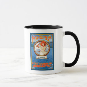 Woman Riding Ferry - Port Townsend Washington Mug