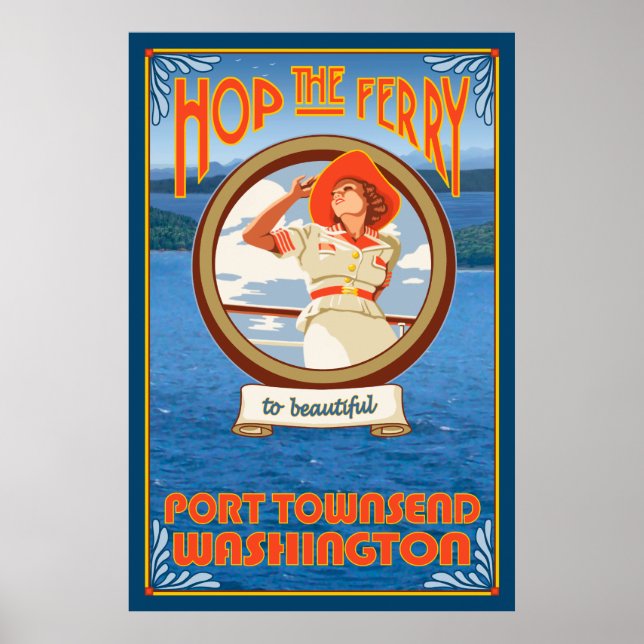 Woman Riding Ferry - Port Townsend Washington Poster (Front)