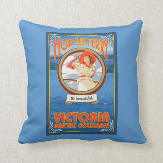 Woman Riding Ferry - Victoria, BC Canada Cushion