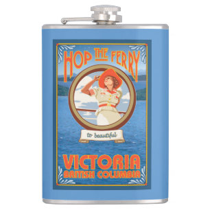 Woman Riding Ferry - Victoria, BC Canada Hip Flask