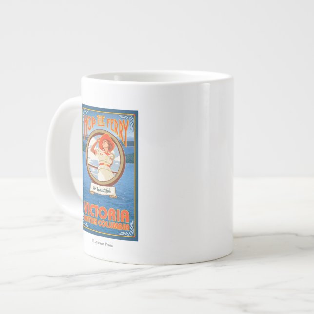 Woman Riding Ferry - Victoria, BC Canada Large Coffee Mug (Front Left)