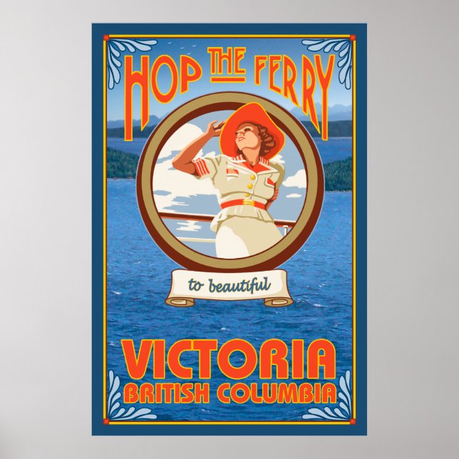 Woman Riding Ferry - Victoria, BC Canada Poster (Front)