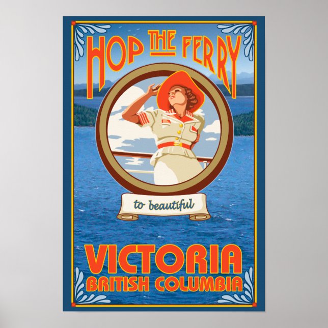 Woman Riding Ferry - Victoria, BC Canada Poster (Front)