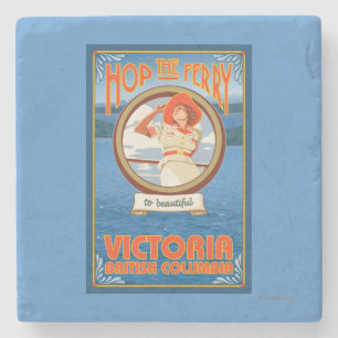 Woman Riding Ferry - Victoria, BC Canada Stone Coaster