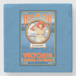 Woman Riding Ferry - Victoria, BC Canada Stone Coaster