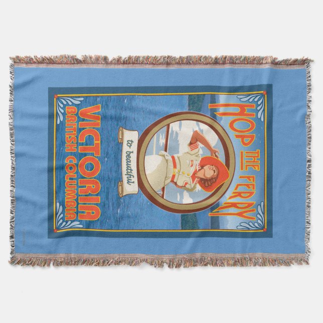 Woman Riding Ferry - Victoria, BC Canada Throw Blanket (Front)