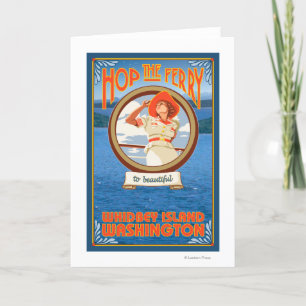 Woman Riding Ferry - Whidbey Island, Washington Card