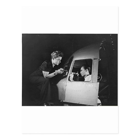 Woman Riveting on Aircraft Postcard