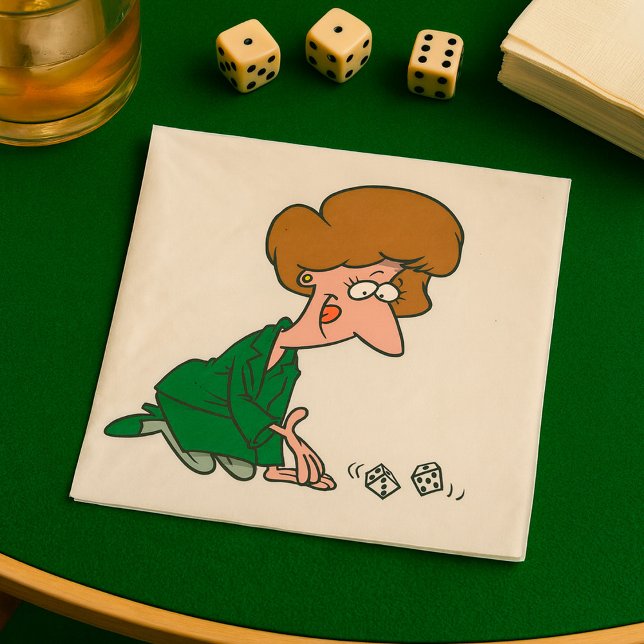 Woman Rolling Dice Paper Napkins (Creator Uploaded)