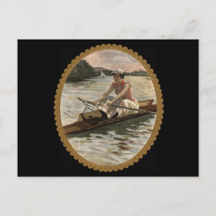 Woman Rowing Scull on Beautiful Lake Postcard