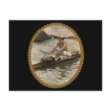 Woman Rowing Scull on Beautiful Lake