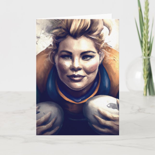 Woman Rugby Player - Rugby Greeting Card (Front)