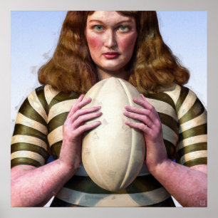 Woman Rugby Player - Rugby Painting Print