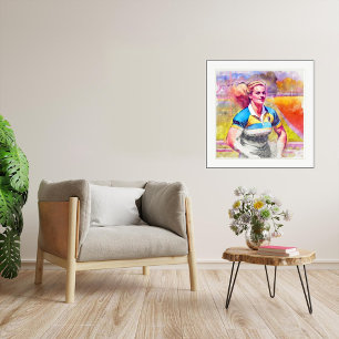 Woman Rugby Player - Watercolour Print