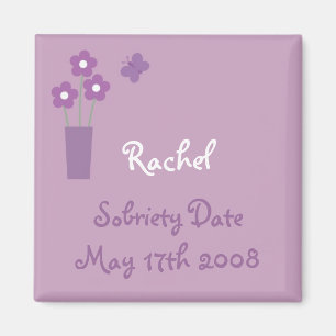 Woman´s lilac Sobriety Date magnet