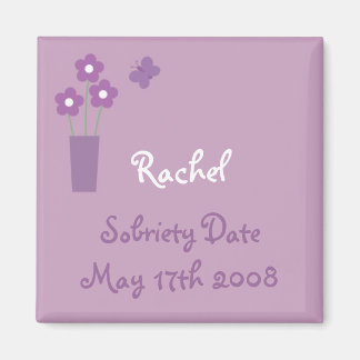 Woman´s lilac Sobriety Date magnet