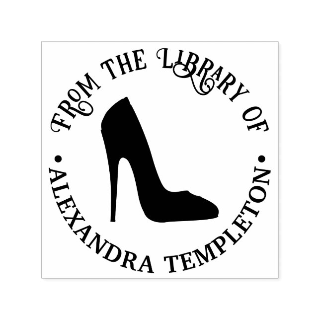 Woman’s Stiletto High Heel Shoe Library Book Name Self-inking Stamp (Design)