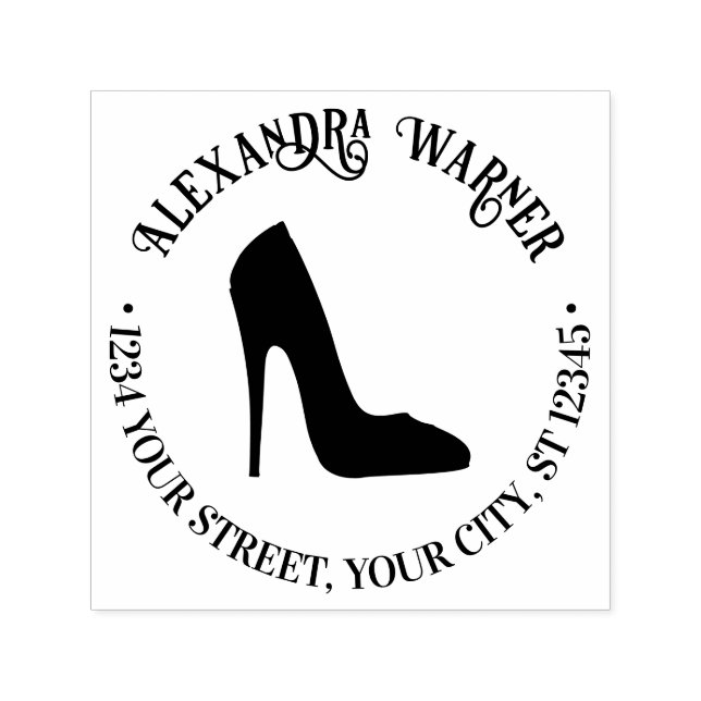 Woman’s Stiletto High Heel Shoe Name Address Self-inking Stamp (Design)