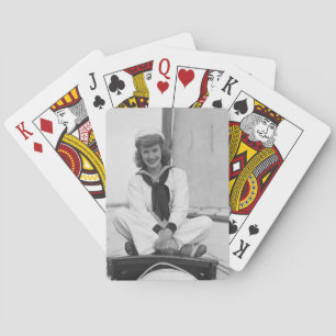 Woman Sailor Playing Cards