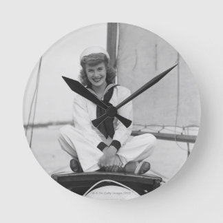 Woman Sailor Round Clock