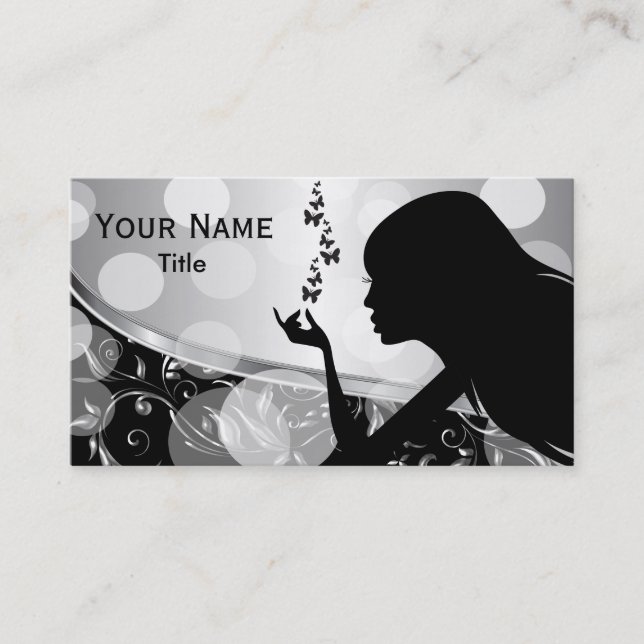 Woman Salon Hair Stylist Business Card (Front)