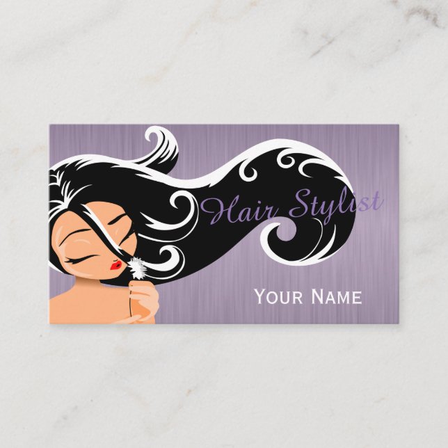 Woman Salon Hair Stylist Business Card (Front)