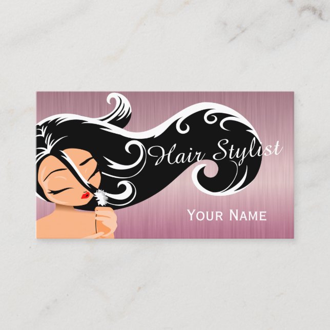Woman Salon Hair Stylist Business Card (Front)