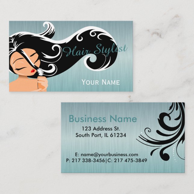 Woman Salon Hair Stylist Business Card (Front/Back)