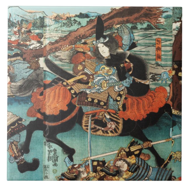 WOMAN SAMURAI TOMOE GOZEN HORSEBACK IN THE BATTLE TILE (Front)