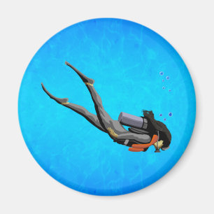 Woman SCUBA Diving Magnet