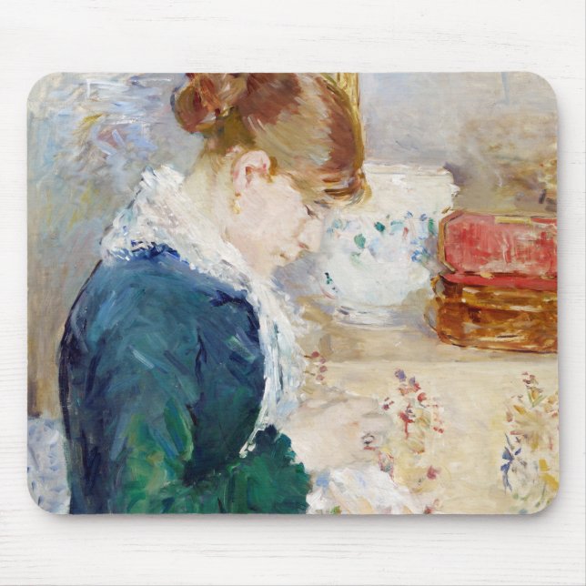Woman Sewing, Berthe Morisot Mouse Mat (Front)