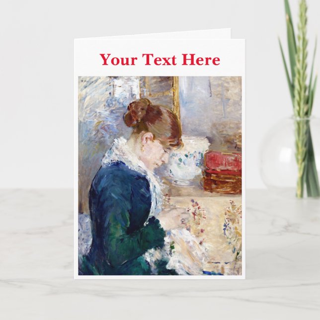 Woman Sewing by Berthe Morisot Thank You Card (Front)