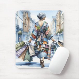 Woman Shopper With Bags Mouse Mat
