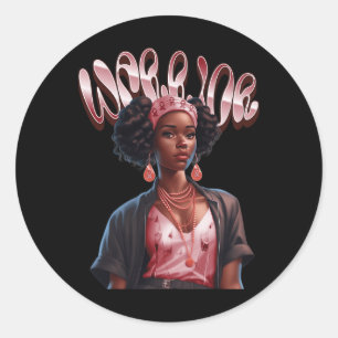 Woman Sickle Cell Warrior Fights Burgundy Ribbon Classic Round Sticker
