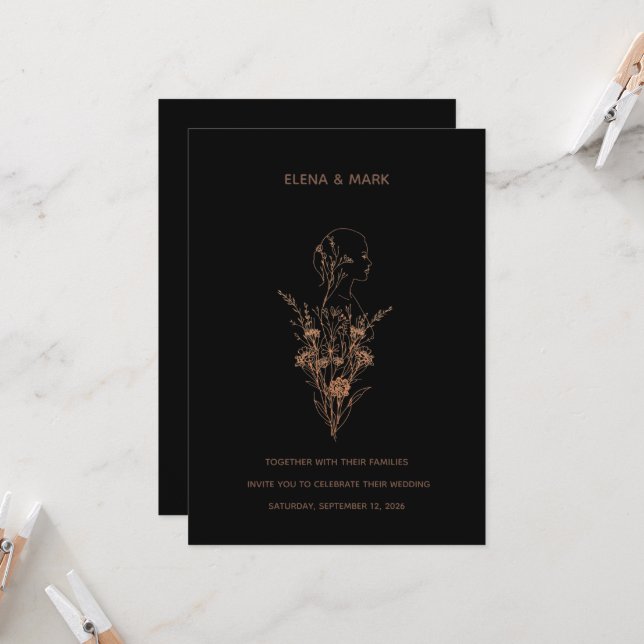 Woman Silhouette Wedding Invitation (Front/Back In Situ)