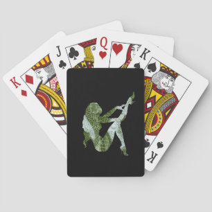 Woman Silhouette with Snake Skin Design Playing Cards