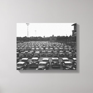Woman sitting by fireplace B&W Canvas Print