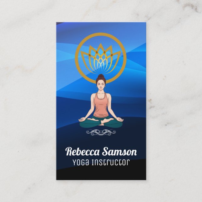 Woman Sitting Down in Yoga Pose Business Card (Front)