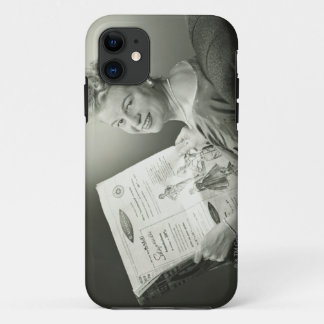 Woman Sitting in Chair iPhone 11 Case