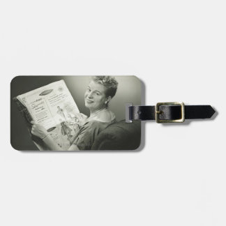 Woman Sitting in Chair Luggage Tag