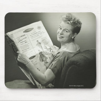 Woman Sitting in Chair Mouse Mat