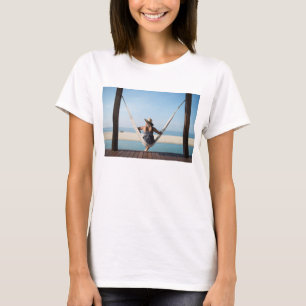 Woman Sitting On A Hammock At A Small Hotel T-Shirt