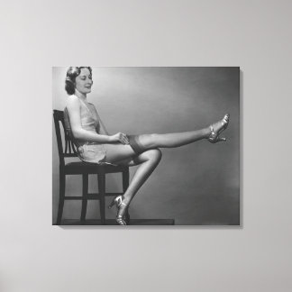 Woman Sitting on Chair Canvas Print