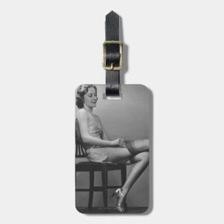 Woman Sitting on Chair Luggage Tag