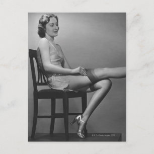 Woman Sitting on Chair Postcard