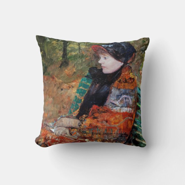Woman Sitting on the Bench, Mary Cassatt Cushion (Front)